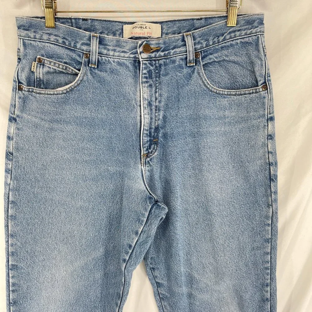LL Bean Flannel Lined Jeans Mens 35x30 Blue Double L Natural Fit Straight 0JW72